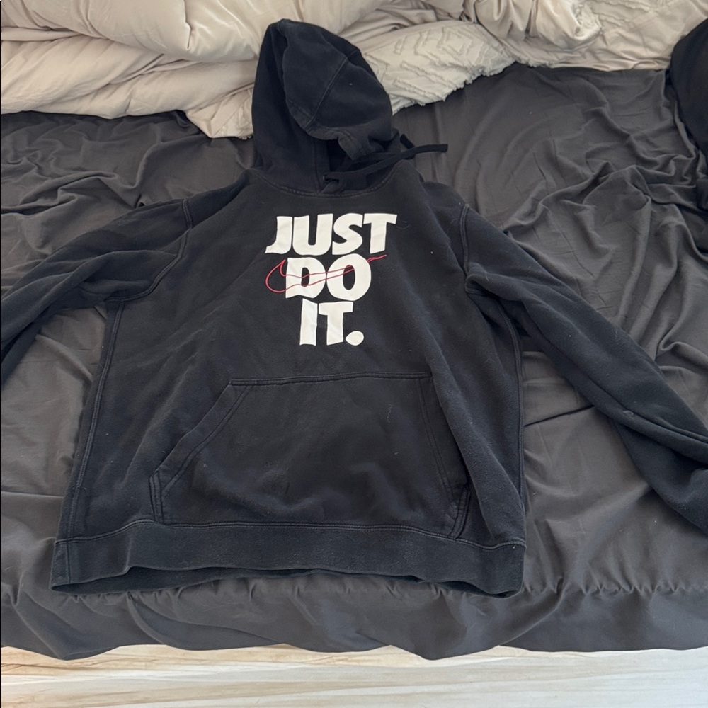 Black Hoodie with 'Just Do It' Slogan